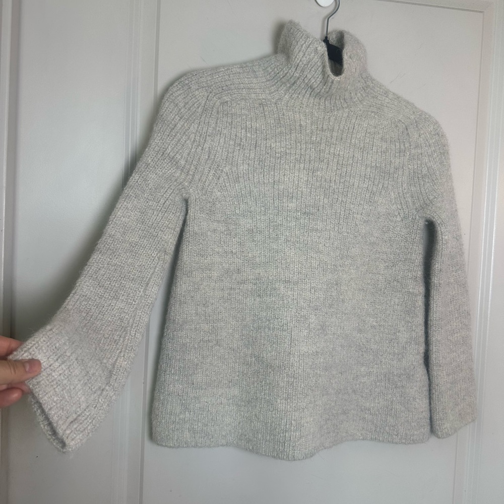 Reformation Alpaca Yarn Ribbed Crop Turtleneck Grey Quiet Luxury Sweater,Size XS